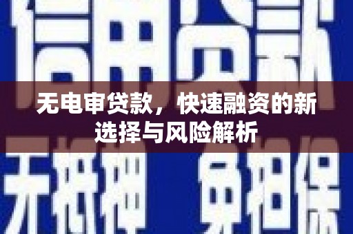 锡林郭勒盟无电审贷款，快速融资的新选择与风险解析